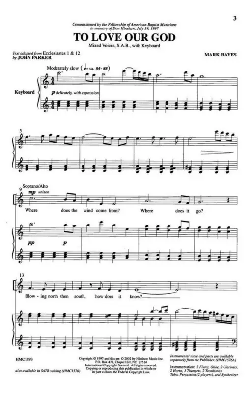 Top-Preis Mark Hayes, To Love Our God