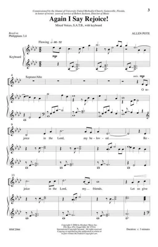 Allen Pote, Again I Say, Rejoice Ausverkauf