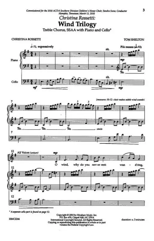 Tom Shelton, Wind Trilogy: Christina Rossetti Schnäppchen