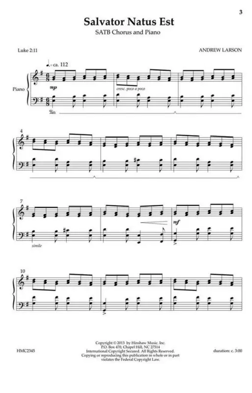 Andrew Larson, Salvator Natus Est Neu