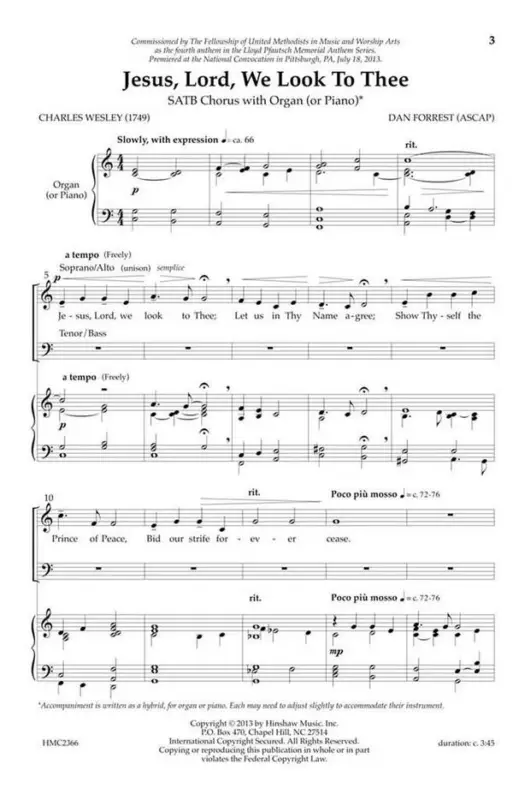 Bestseller Dan Forrest, Jesus, Lord We Look To Thee