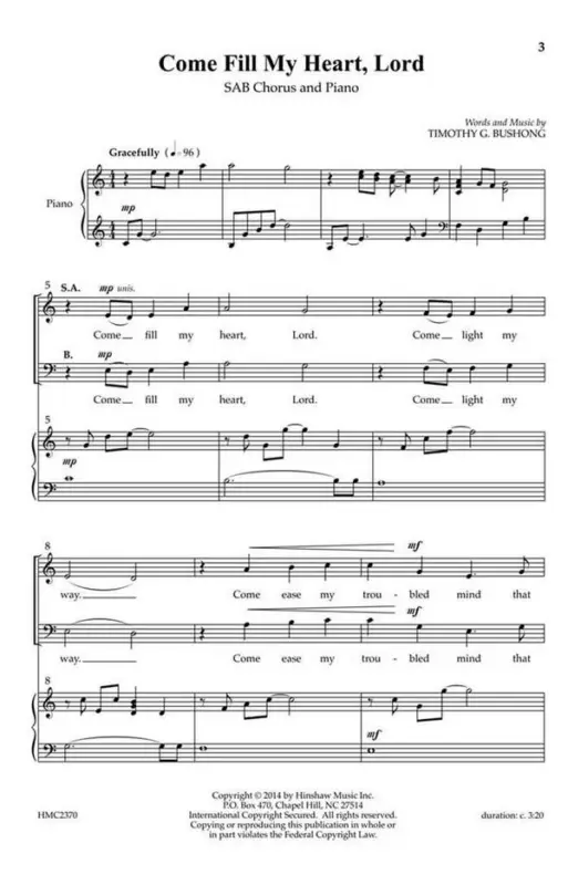 Wochenendangebot Tim Bushong, Come Fill My Heart, Lord