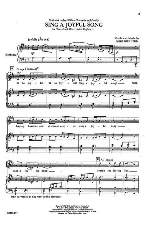 Beliebt John Shepherd, Sing A Joyful Song