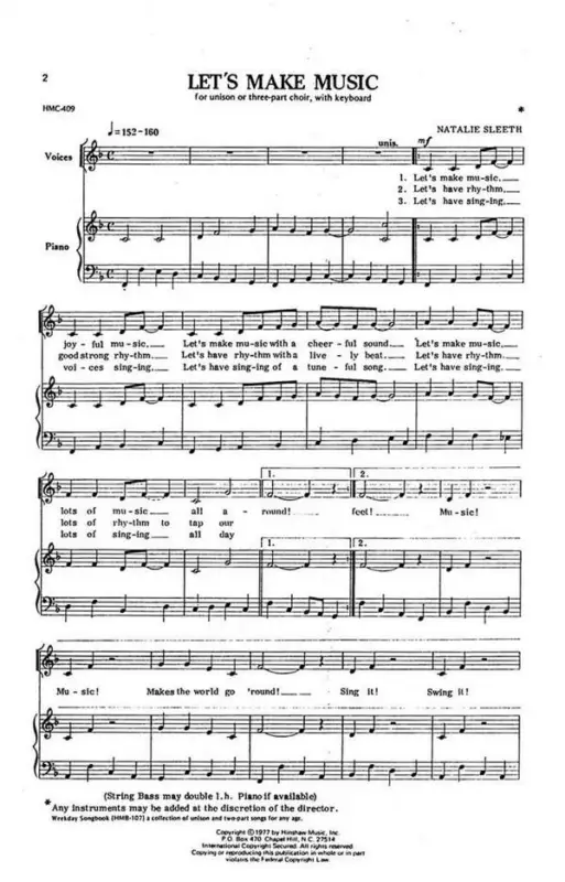 Versand Am Gleichen Tag Natalie Sleeth, Let's Make Music