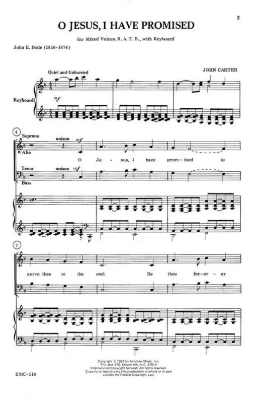 Super-Preis John Carter, O Jesus, I Have Promised