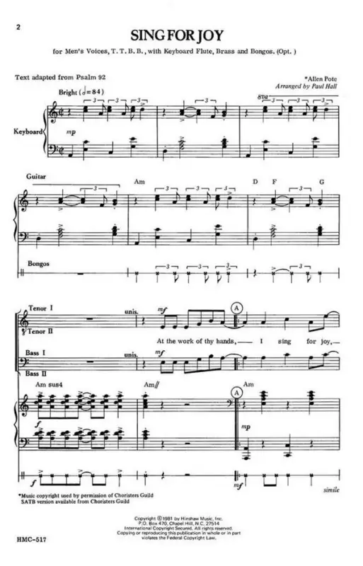 Aktuell Allen Pote, Sing For Joy