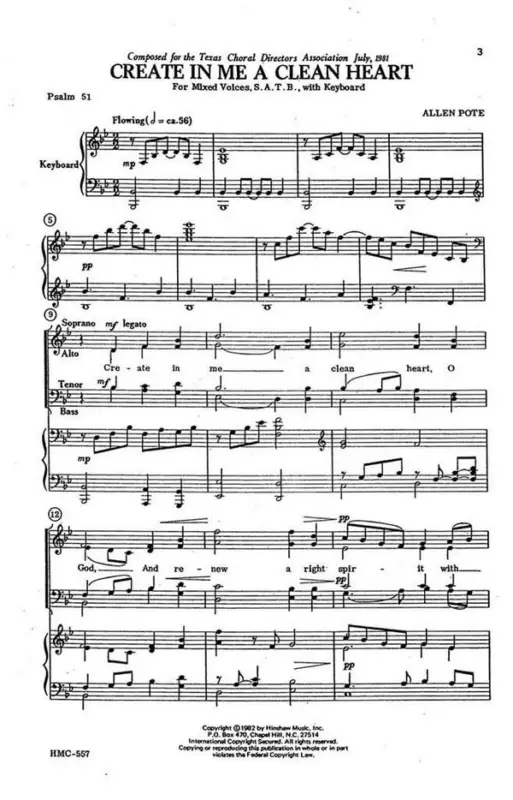 Allen Pote, Create In Me A Clean Heart Sonderaktion