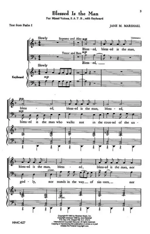 Billig Jane Marshall, Blessed Is The Man