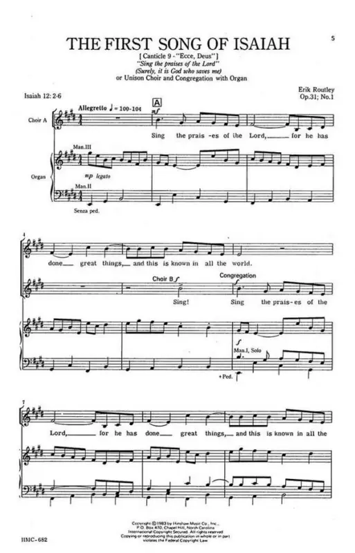 Bestpreis Erik Routley, The First Song Of Isaiah