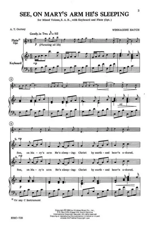 Winnagene Hatch, See, On Mary's Arm He's Sleeping Top-Preis