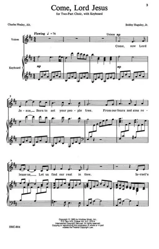 Bobby Huguley, Come, Lord Jesus Kostenloser Versand