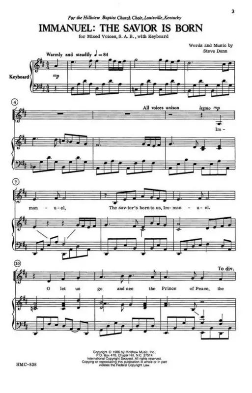 Steve Dunn, Immanuel: The Savior Is Born Highlight