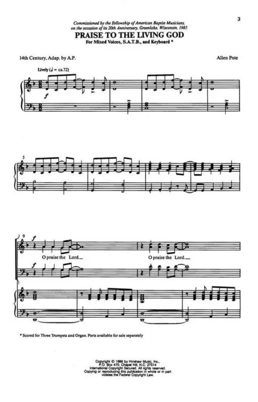 Allen Pote, Praise To The Living God Meistverkauft