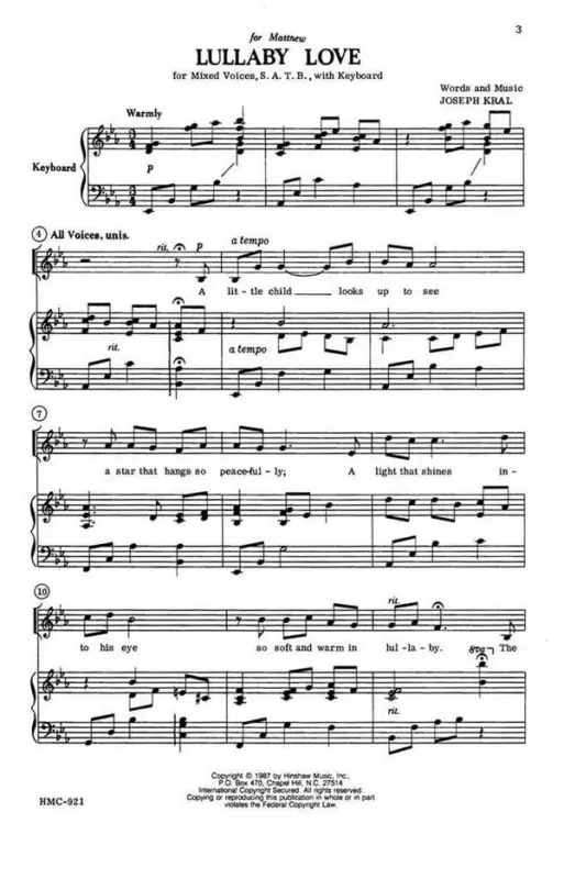 Bestseller Joseph Kral, Lullaby Love