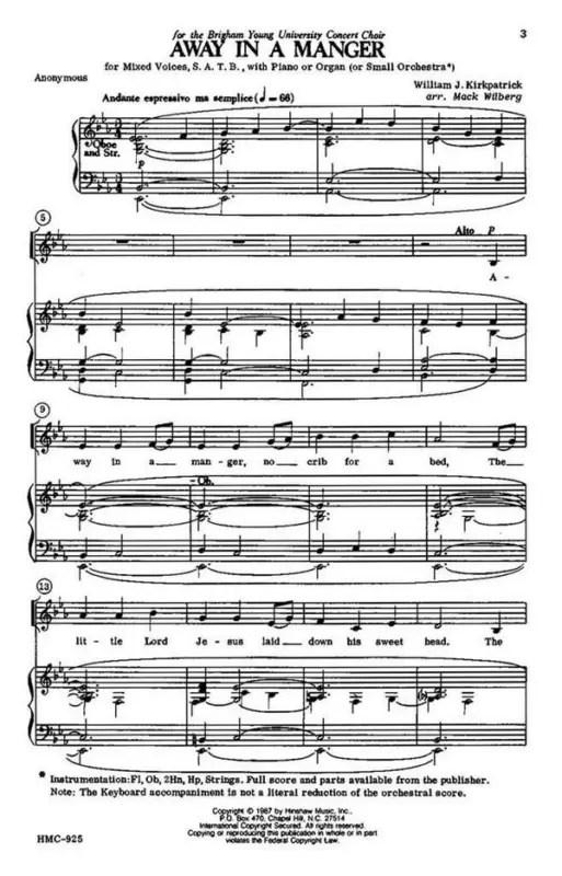 Sonderaktion William J. Kirkpatrick, Away In A Manger