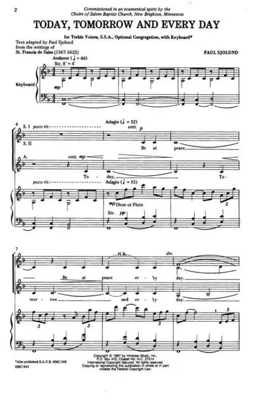 Ausverkauf Paul Sjolund, Today, Tomorrow, And Every Day