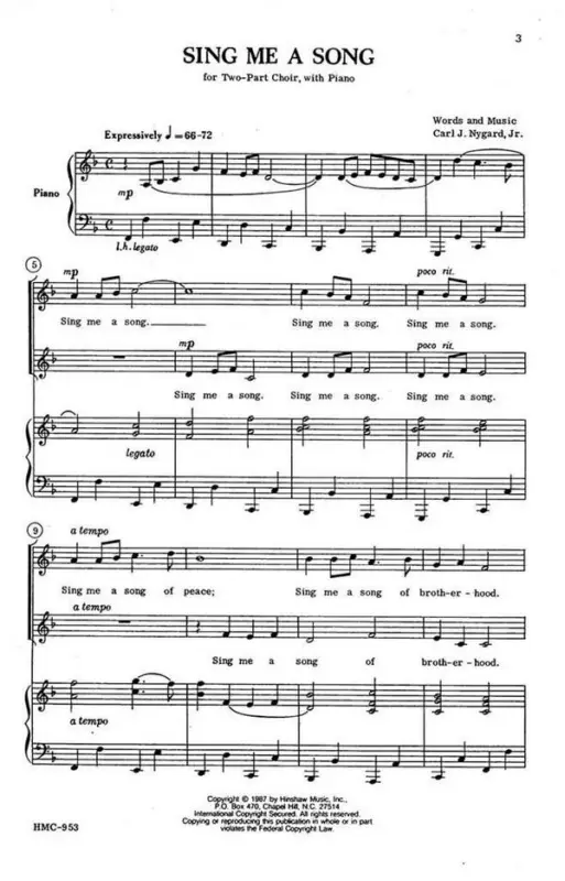Carl Nygard, Sing Me A Song Echt