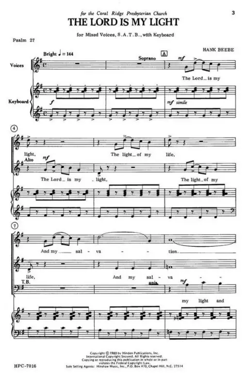 Ausverkauf Hank Beebe, The Lord Is My Light