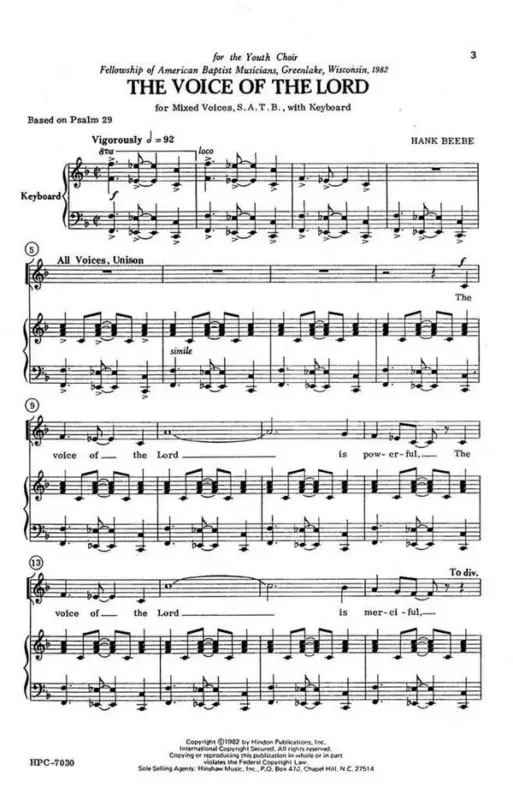 Solange Der Vorrat Reicht Hank Beebe, The Voice Of The Lord