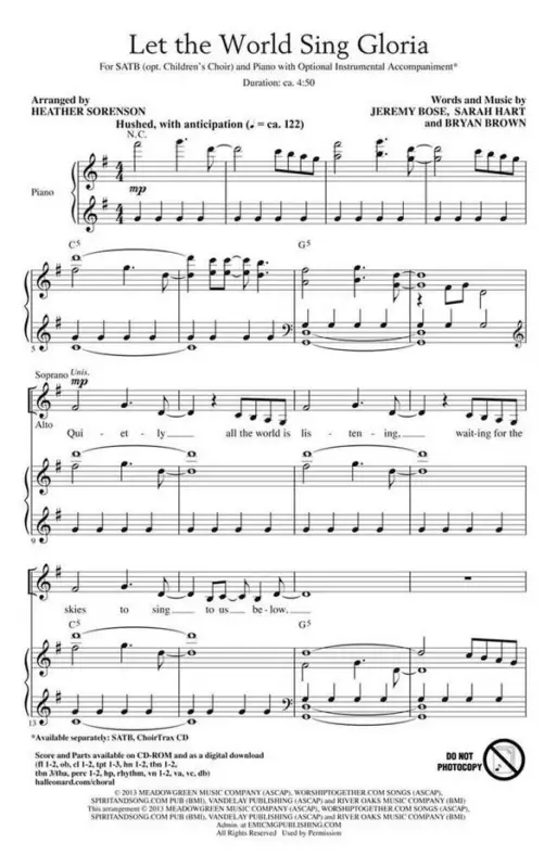 Bryan Brown_Jeremy Bose_Sarah Hart, Let the World Sing Gloria Neue Kollektion