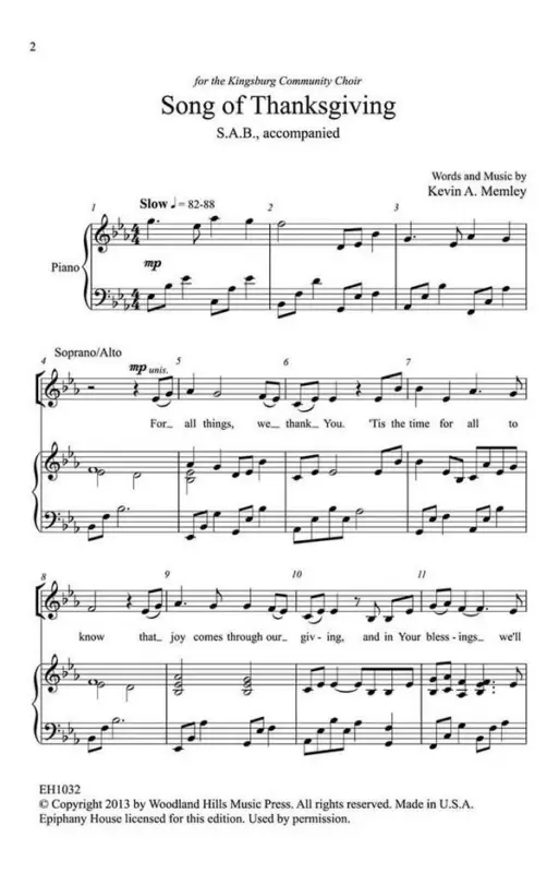 Kevin Memley, Song of Thanksgiving Sale