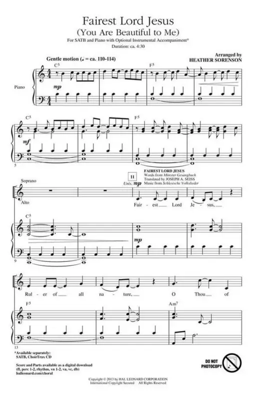 Heather Sorenson_Schlesische Volkslieder, Fairest Lord Jesus Sofort Bestellen