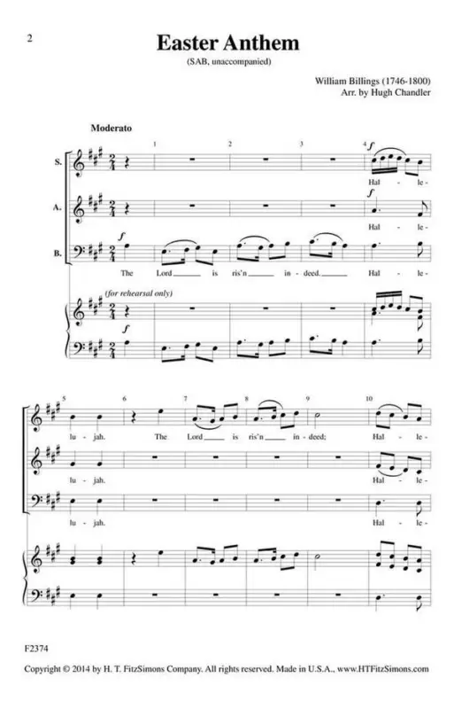 William Billings, Easter Anthem Top-Seller