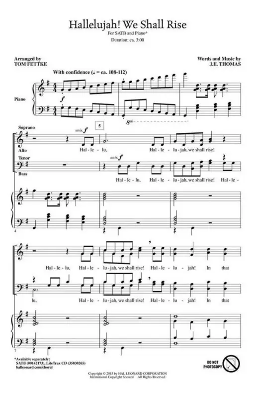 Preisknaller J.E. Thomas, Hallelujah! We Shall Rise