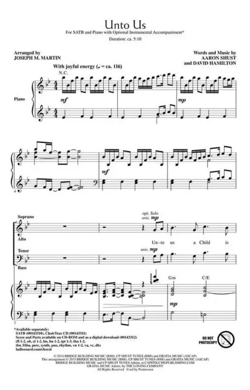 Aaron Shust_David Hamilton, Unto Us Garantierte Lieferung