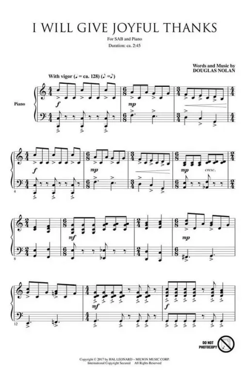 Bestseller Douglas Nolan, I Will Give Joyful Thanks