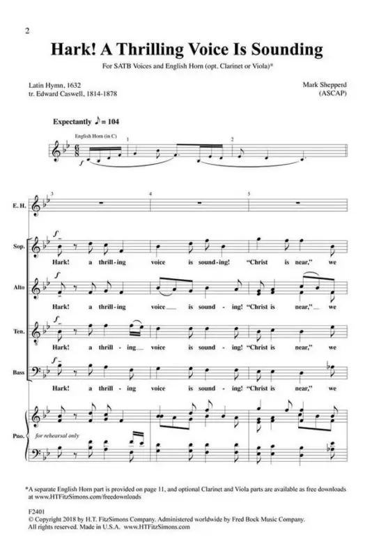 Nur Für Kurze Zeit Mark Shepperd, Hark! A Thrilling Voice Is Sounding