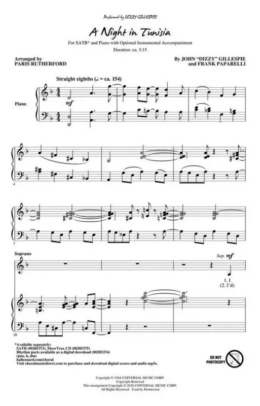 A Night in Tunisia Solange Der Vorrat Reicht