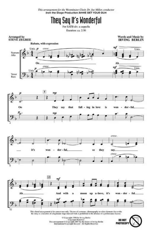 Abverkauf Irving Berlin, They Say It's Wonderful