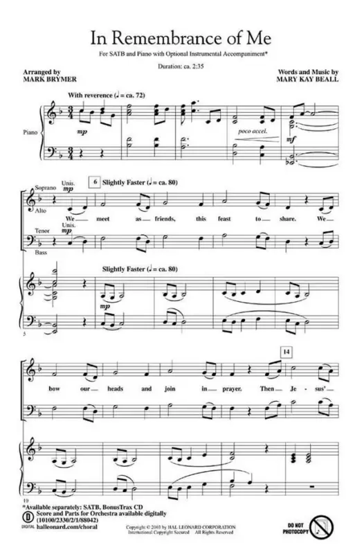 Nur Heute Mary Kay Beall, In Remembrance of Me