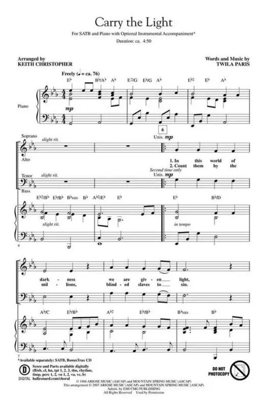 Twila Paris, Carry the Light Wochenendangebot