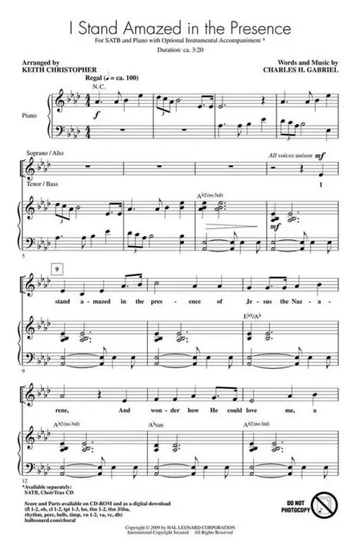 Abverkauf Charles H. Gabriel, I Stand Amazed in the Presence
