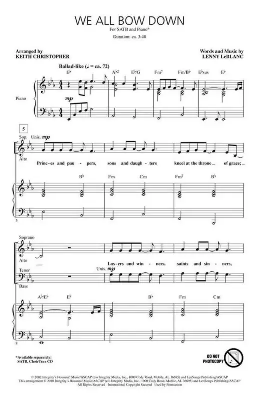 Expressversand Lenny LeBlanc, We All Bow Down