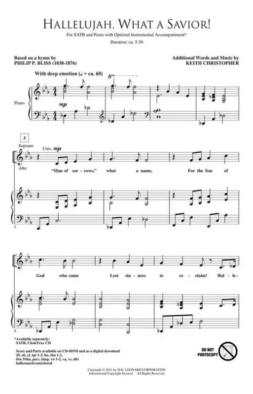 Begrenztes Angebot Keith Christopher_Philip Bliss, Hallelujah, What a Savior !