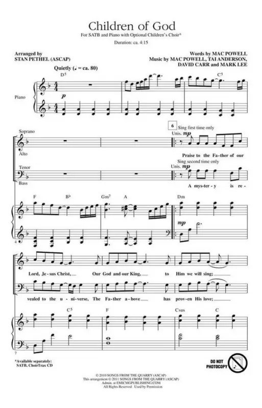 David Carr_Mac Powell_Mark Lee_Tai Anderson, Children of God Preis Gesenkt