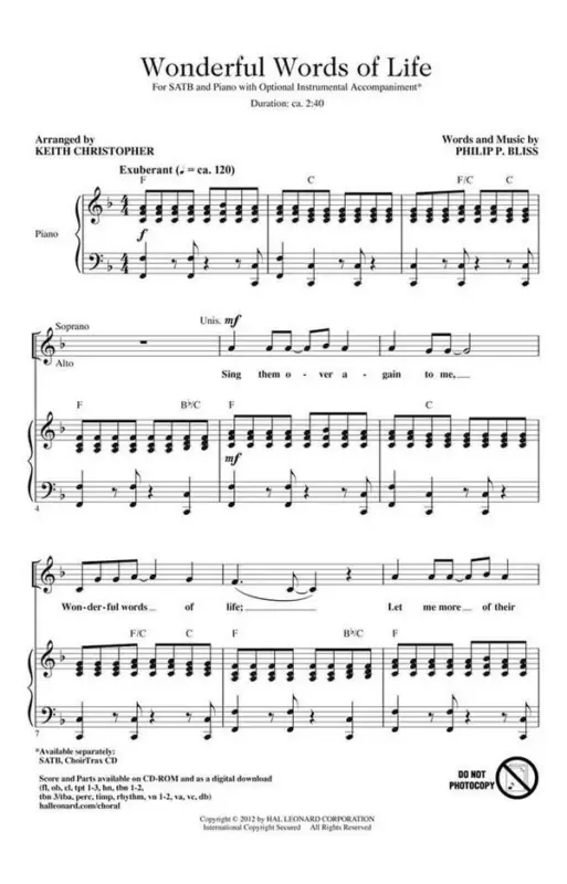 Begrenztes Angebot Philip P. Bliss, Wonderful Words of Life