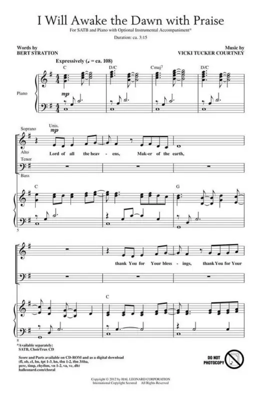 Vicki Tucker Courtney, I Will Awake the Dawn with Praise Aktuell