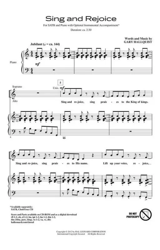 Letzte Chance Gary Hallquist, Sing and Rejoice