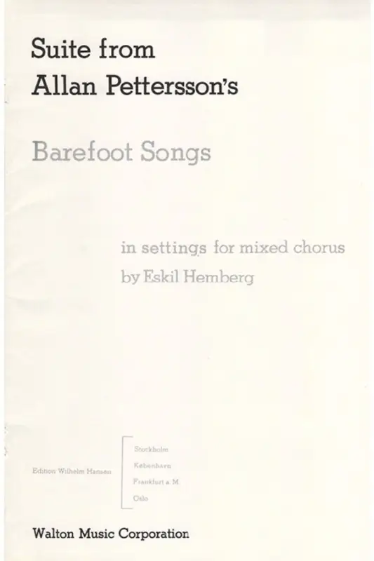Solange Der Vorrat Reicht Suite from Allan Pettersson's Barefoot Songs