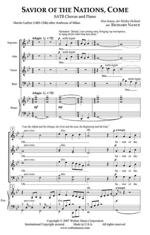 Sonderangebot Traditional, Savior of the Nations, Come