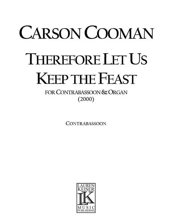 Carson Cooman, Therefore Let Us Keep the Feast Schnäppchen
