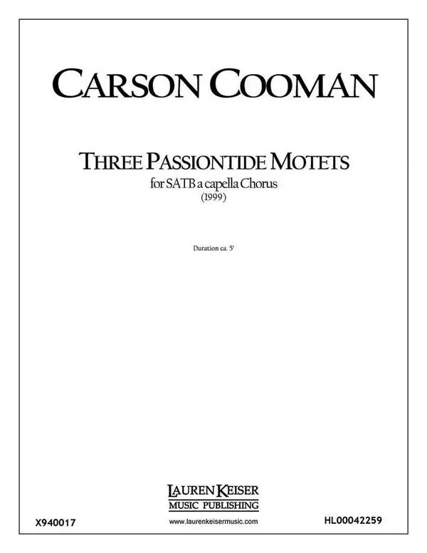 Carson Cooman, Three Passiontide Motets Mega-Angebot