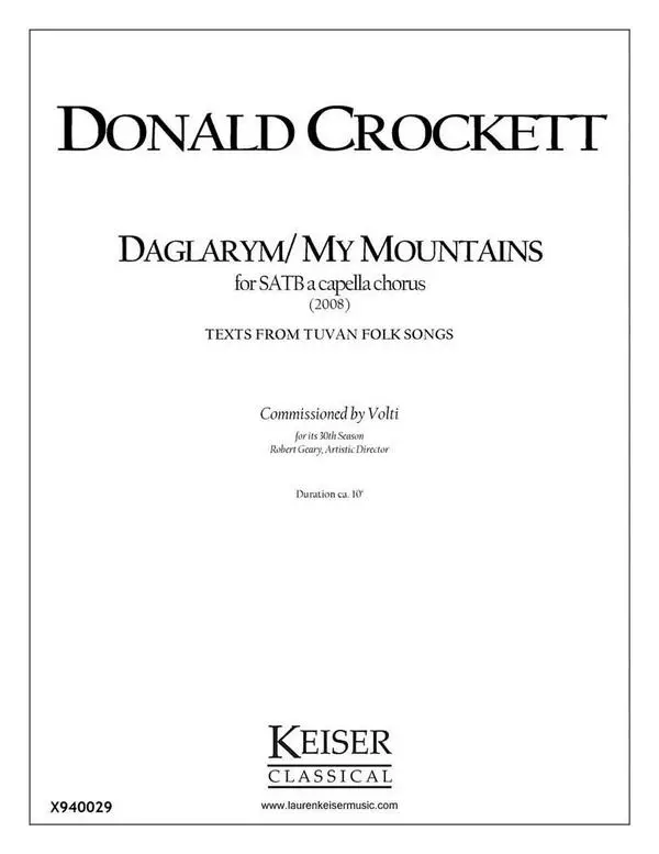 Billig Donald Crockett, Daglarym/My Mountains