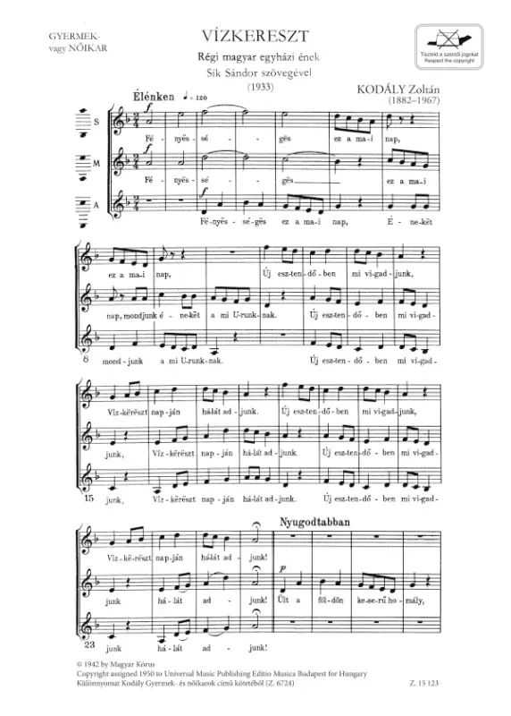 Zoltán Kodály, Vízkereszt Ausverkauf