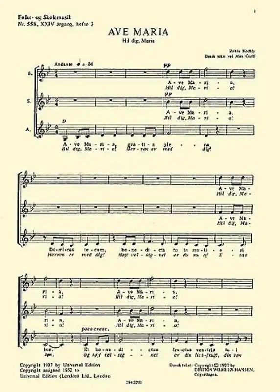 Zoltán Kodály, Ave Maria Echt