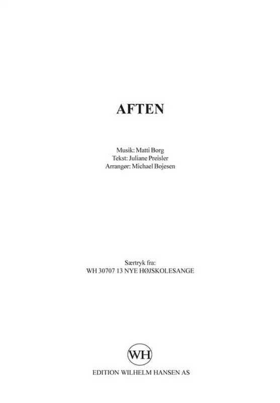 Wochenendangebot Matti Borg, Aften